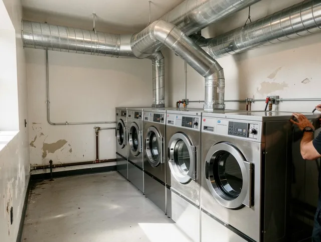 West Hartford Dryer Vent Cleaning team performing large-scale commercial dryer vent cleaning in West Hartford