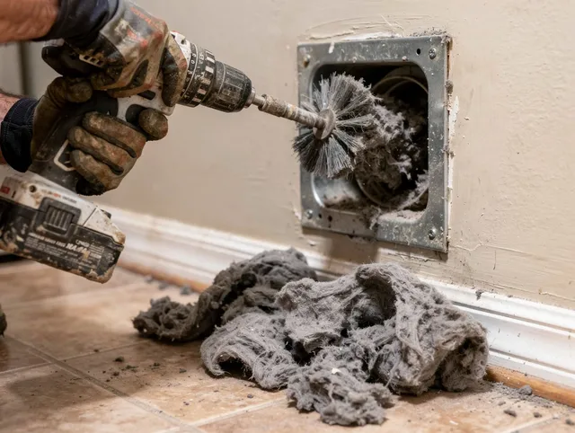 Certified West Hartford Dryer Vent Cleaning technician performing dryer vent cleaning in West Hartford