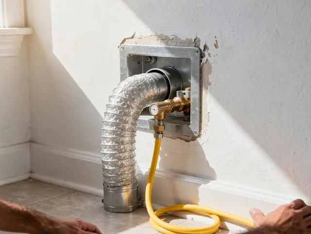 West Hartford Dryer Vent Cleaning certified technician performing specialized gas dryer vent cleaning in West Hartford